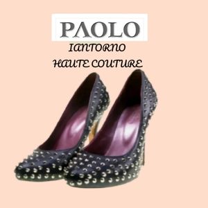 PAOLO IANTORNO HAUTE COUTURE BLACK STUDDED HEELS